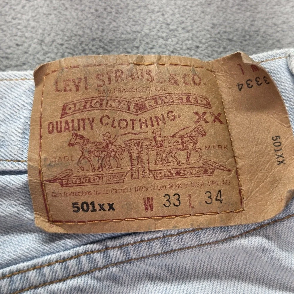 VTG Levis 501 Jeans Mens Light Wash Blue Button Fly USA 25x30 - Picture 16 of 16